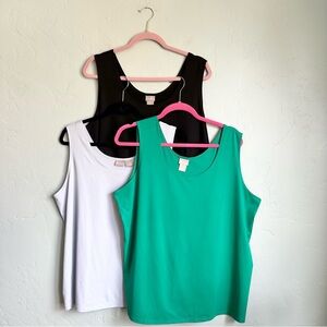 Chico's Nylon Lycra Layering Tank Bundle Black‎ Gray-Blue Green XXL Three Piece